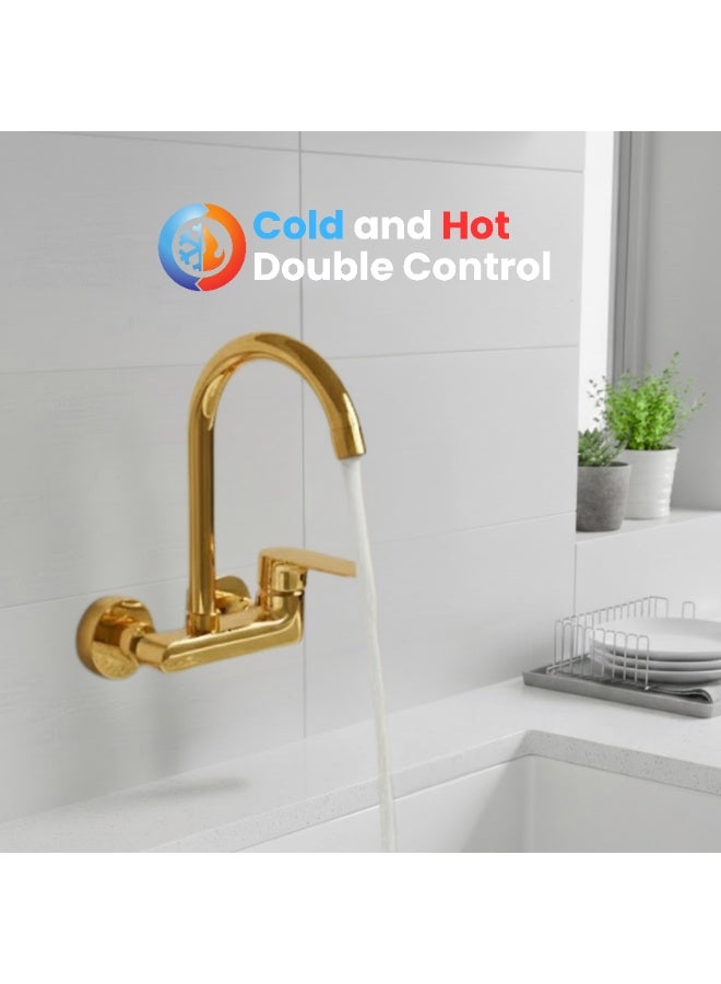 Economic 2 holes sink Mixer Tap wall mounted kitchen faucet, brass tap faucets kitchen - Image 4