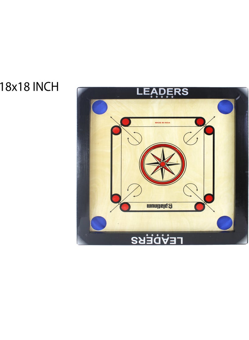 Leaders Carrom Board - Black and Brown Surface with Wooden Coins, Plywood Surface, and Hardwood Borders (18x18inch) - Image 3