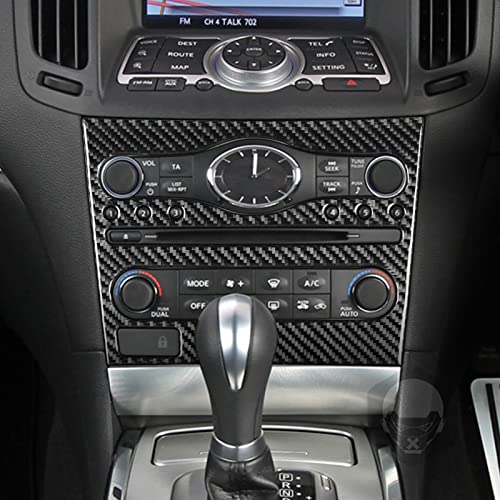 NVCNX Real Carbon Fiber Compatible with Infiniti G35 G37 G25 Q60 Q40 2007-2015 X S Sedan Coupe Convertible Car Accessories Interior Trim Dash CD AC Control Panel Cover Black - B - Image 4