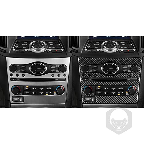 NVCNX Real Carbon Fiber Compatible with Infiniti G35 G37 G25 Q60 Q40 2007-2015 X S Sedan Coupe Convertible Car Accessories Interior Trim Dash CD AC Control Panel Cover Black - B - Image 3