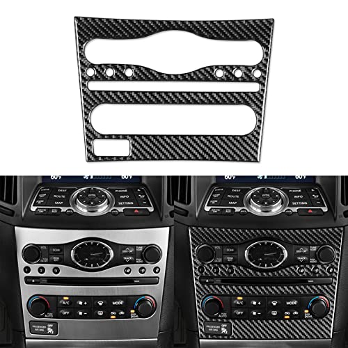 NVCNX Real Carbon Fiber Compatible with Infiniti G35 G37 G25 Q60 Q40 2007-2015 X S Sedan Coupe Convertible Car Accessories Interior Trim Dash CD AC Control Panel Cover Black - B - Image 1