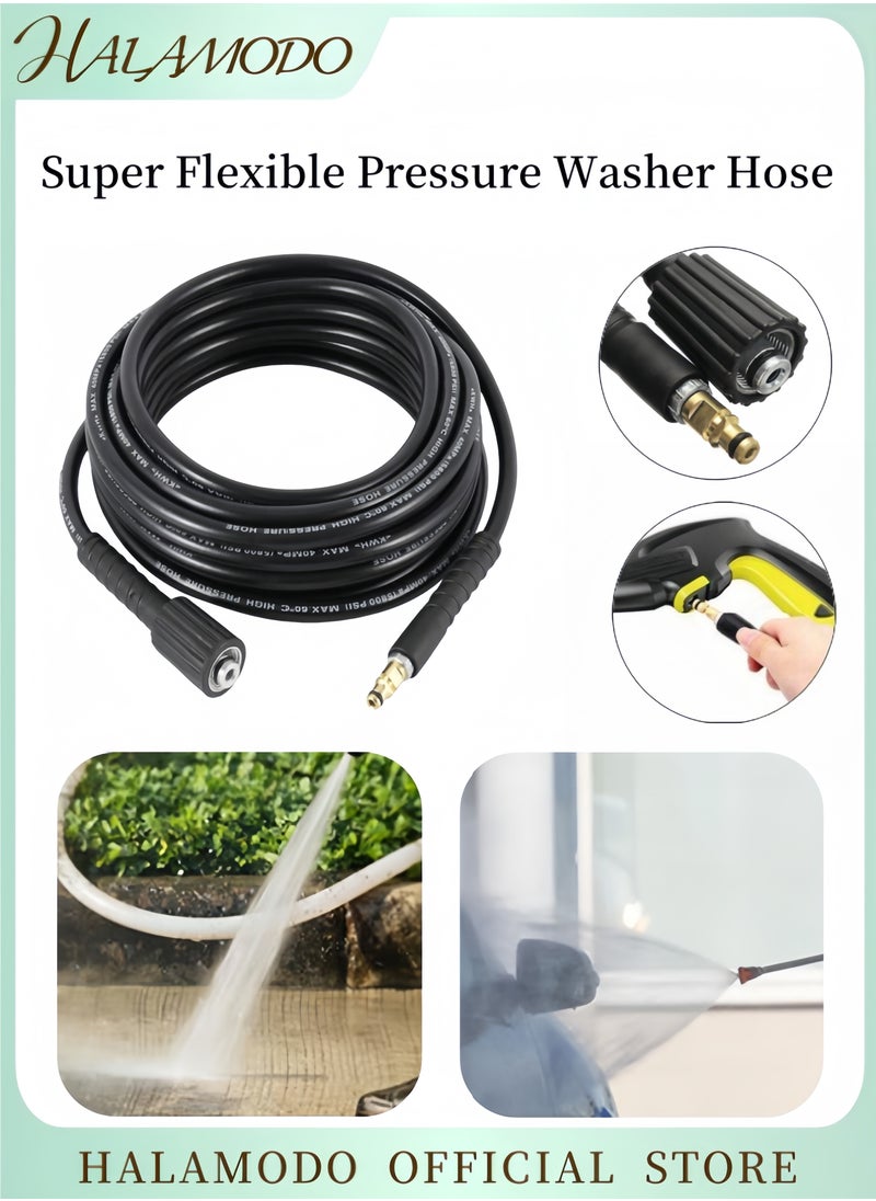 HALAMODO Super Flexible Pressure Washer Hose 32FT Kink Resistant Power Washer Hose Heavy Duty Power Washer Hose Extension Replacement Hose  - Image 1