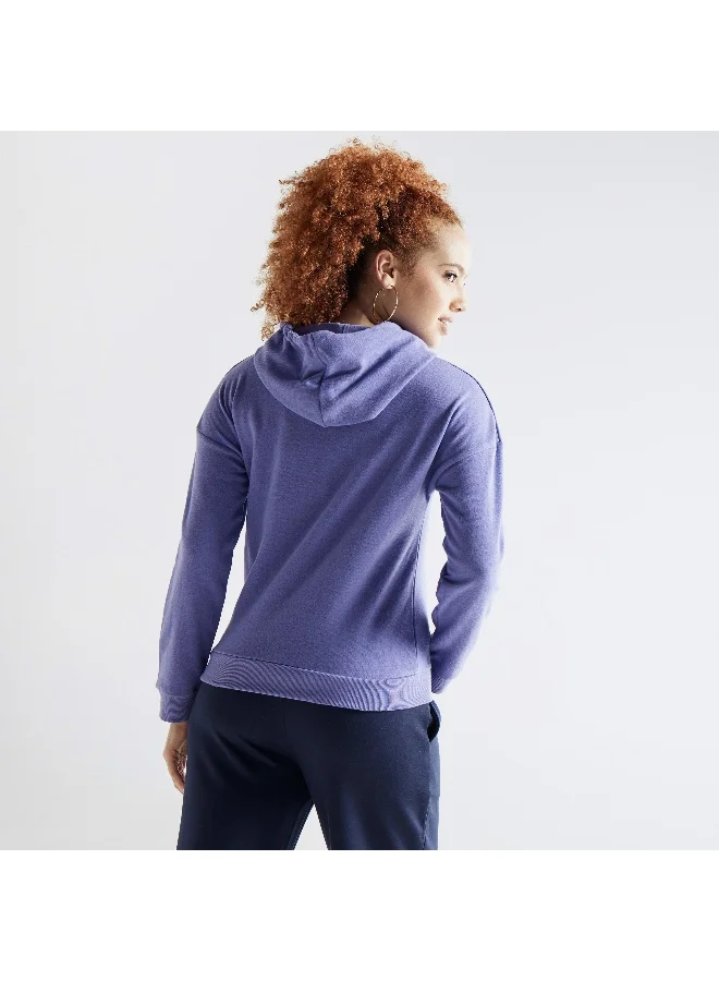 Splash FAV Graphic Print Hooded Sweatshirt with Long Sleeves and Tie-Up Detail