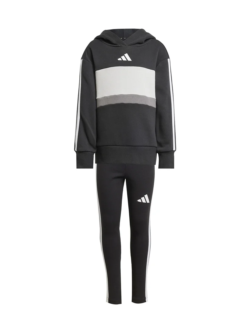 adidas طقم ليجنز أطفال أساسي موسمي Tiberio بثلاث خطوط من الفليس