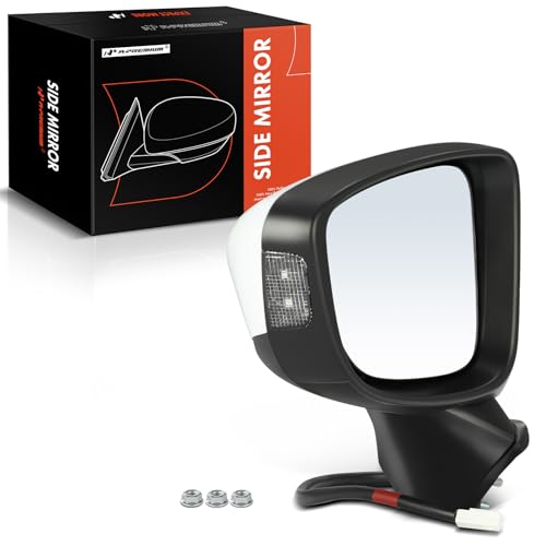 A-Premium Driver Side Power Door Mirror Compatible with Mazda 6 2014 2015 2016 2017 - Heated Manual Folding with Turn Signal Indicator White Outside Rear View Mirror - Replace# GHP9691N7A51 - Image 1