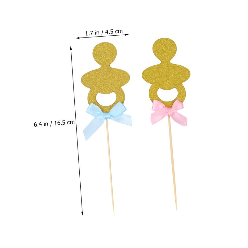 12 Non Edible Pacifier Cake Toppers For Baby Shower Birthday Party Decorations Pink Blue - Image 3