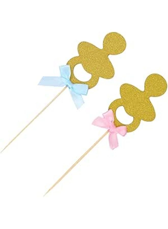 12 Non Edible Pacifier Cake Toppers For Baby Shower Birthday Party Decorations Pink Blue - Image 1