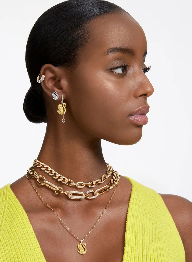 SWAROVSKI Iconic Swan Gold-Tone Plated Hoop Earrings