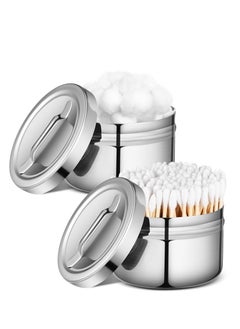 KASTWAVE Stainless Steel Ointment Jars, with Strap Handle Cover 7.5 oz, Capacity Gauze Holder, Stainless Steel Canisters with Lids for Medical Liquid Cotton Ball Dressing Hospital Home (2 Pcs)  - Image 1