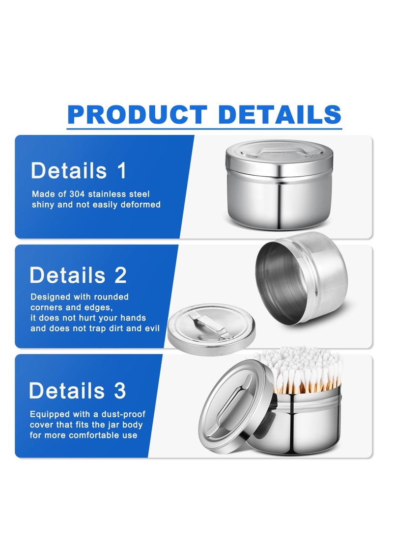 KASTWAVE Stainless Steel Ointment Jars, with Strap Handle Cover 7.5 oz, Capacity Gauze Holder, Stainless Steel Canisters with Lids for Medical Liquid Cotton Ball Dressing Hospital Home (2 Pcs)  - Image 5