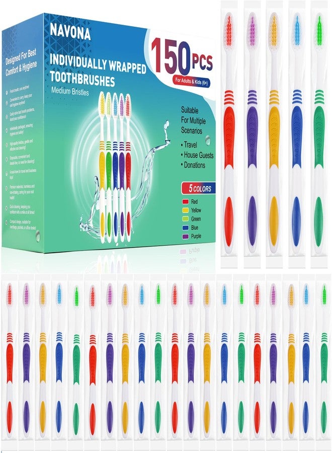 Navona 150 PCS Premium Individually Wrapped Bulk Toothbrush Pack, Disposable Toothbrushes, Kids Toothbrush, Soft Toothbrushes for Adult,Soft Bristle,Ergonomics Handle,Perfect for Travel Hotel Donation - Image 1