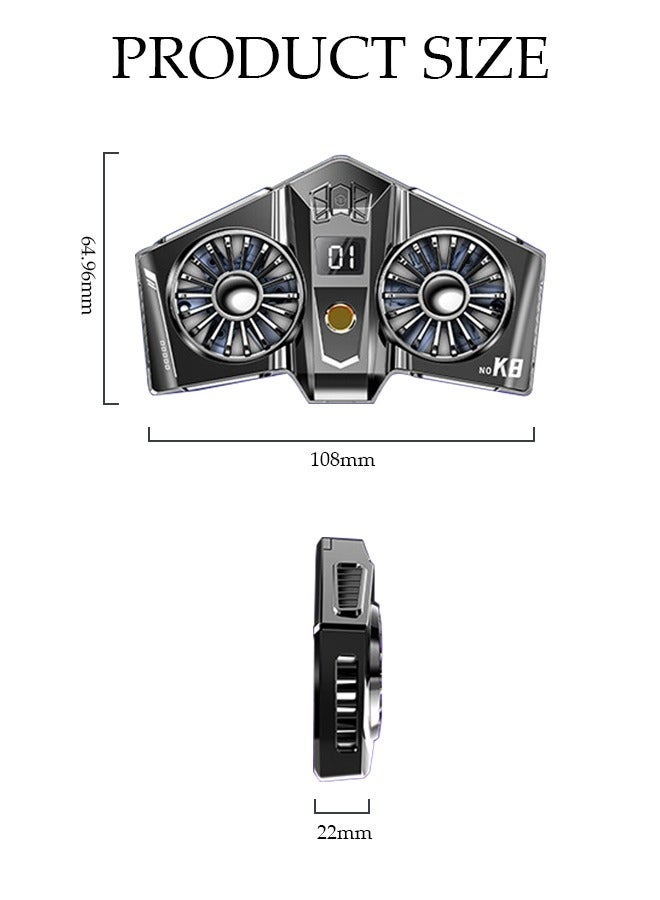 DUNISO Magnetic Semi-Conductor Cooling Chip Phone Cooling Fan with Magnetic Plates LED Display and RGB Lights, Fit All Types of iPhone Android Smartphones - Image 4