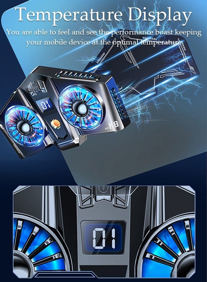 DUNISO Magnetic Semi-Conductor Cooling Chip Phone Cooling Fan with Magnetic Plates LED Display and RGB Lights, Fit All Types of iPhone Android Smartphones - Image 2