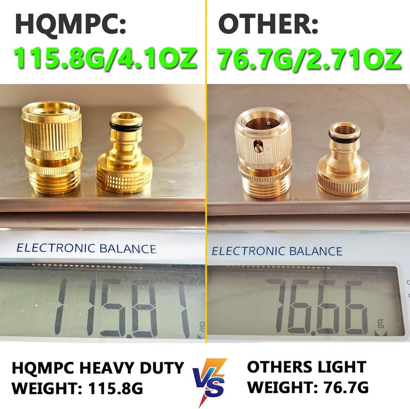HQMPC خرطوم حديقة سريع الاتصال من البرونز الصلب، ملحقات خرطوم حديقة، موصلات خرطوم المياه، قطر 3/4 بوصة، مجموعتان (2 مجموعة) - Image 2