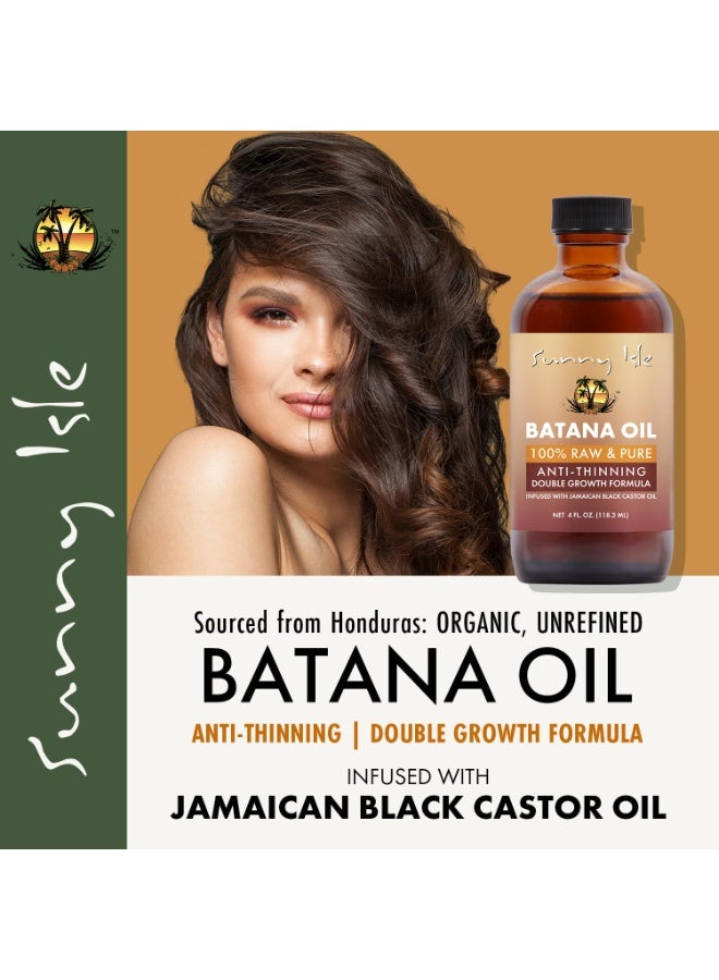 Sunny Isle زيت باتانا من ساني آيل مدعوم بزيت الخروع الأسود الجامايكي 4 أونصات | صيغة مضادة للت thinning ونمو مزدوج - Image 5