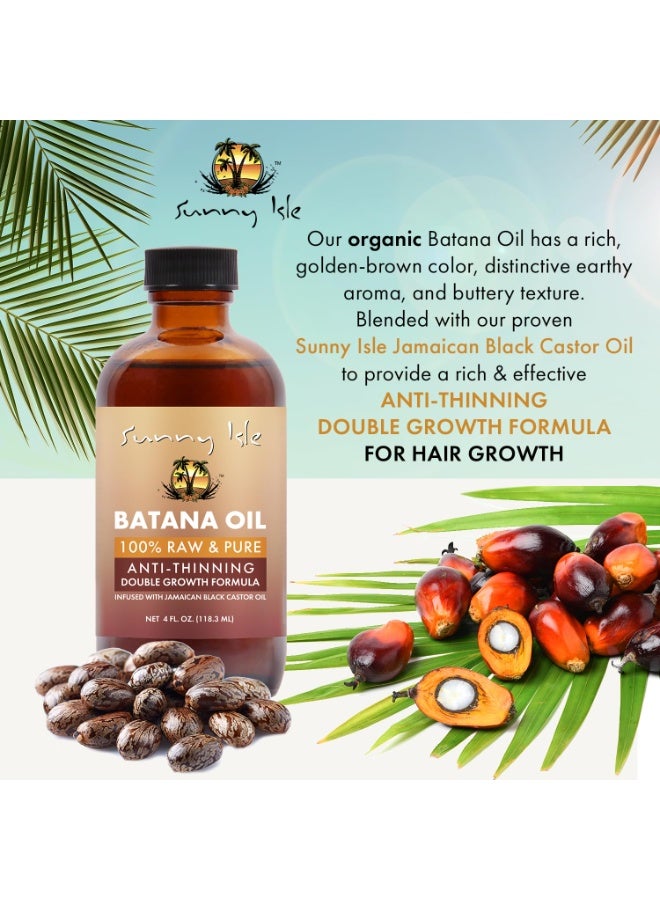 Sunny Isle زيت باتانا من ساني آيل مدعوم بزيت الخروع الأسود الجامايكي 4 أونصات | صيغة مضادة للت thinning ونمو مزدوج - Image 2