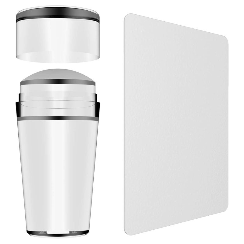 Bluezoo Nail Art Stamper, Clear Silicone Stamping Jelly with Scraper, Transparent Visible Body, No Misplacement for DIY Nail Decor, Home Manicure Starter Tool Salon, French Tip Stamp, 200-Time Using (Clear)