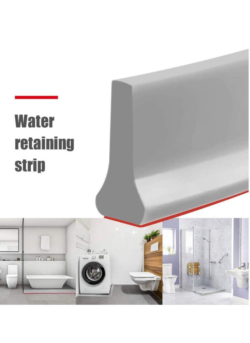 SYOSI Collapsible Threshold Water Dam Self-Adhesive Shower Barrier Bathroom And Kitchen Stopper Home Retention System Waterproof Flow Block Seal Strip Gray 1M  - Image 2