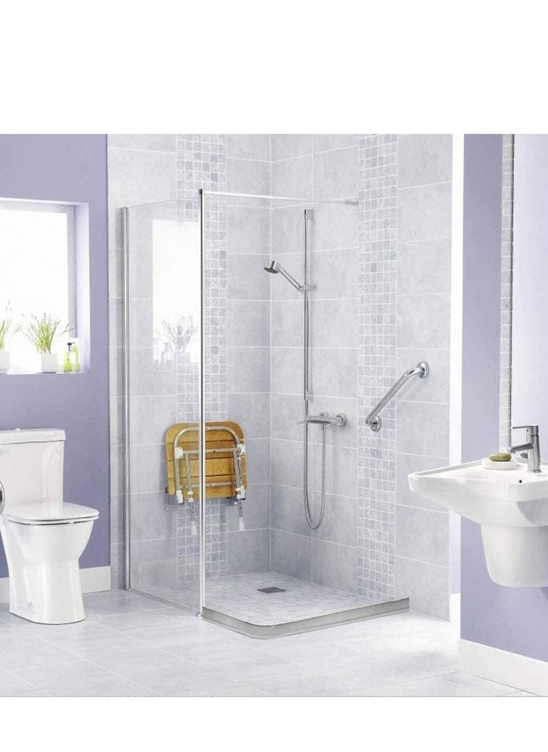 SYOSI Collapsible Threshold Water Dam Self-Adhesive Shower Barrier Bathroom And Kitchen Stopper Home Retention System Waterproof Flow Block Seal Strip Gray 1M  - Image 3