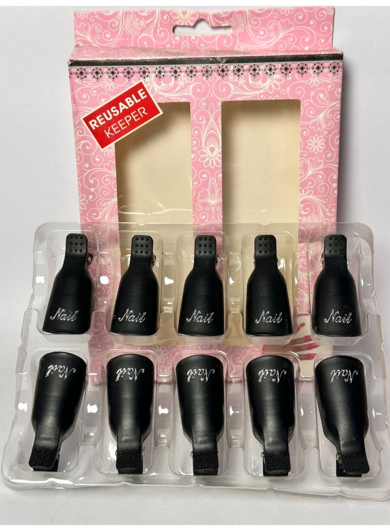 10Pcs Plastic Acrylic Nail Art Polish Remover Soak Off Cap Clips may vary color - Image 2