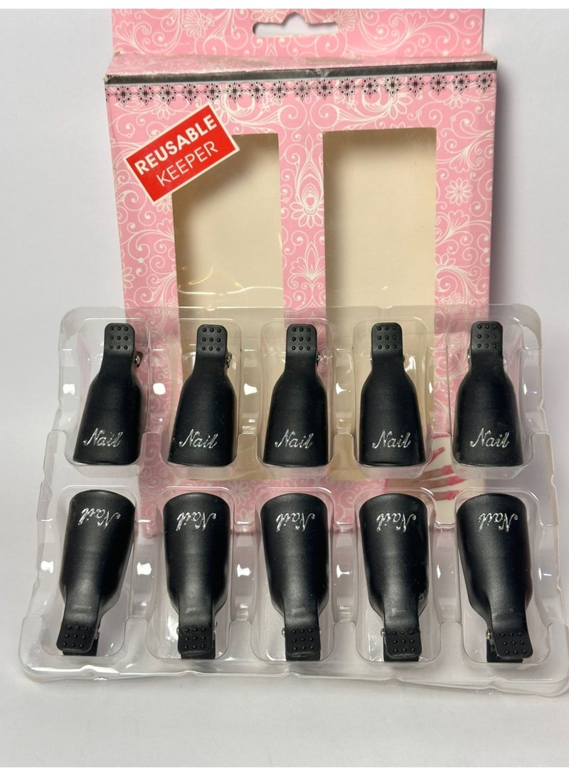 10Pcs Plastic Acrylic Nail Art Polish Remover Soak Off Cap Clips may vary color - Image 1