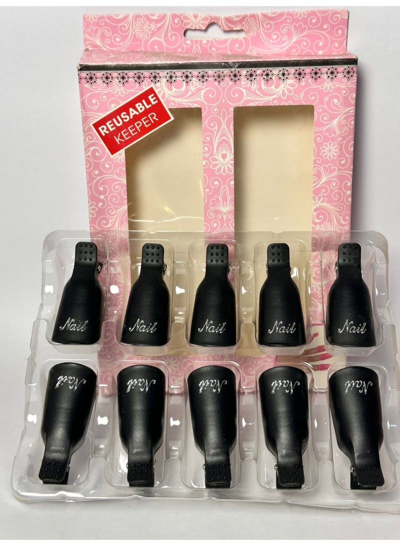 10Pcs Plastic Acrylic Nail Art Polish Remover Soak Off Cap Clips may vary color - Image 3