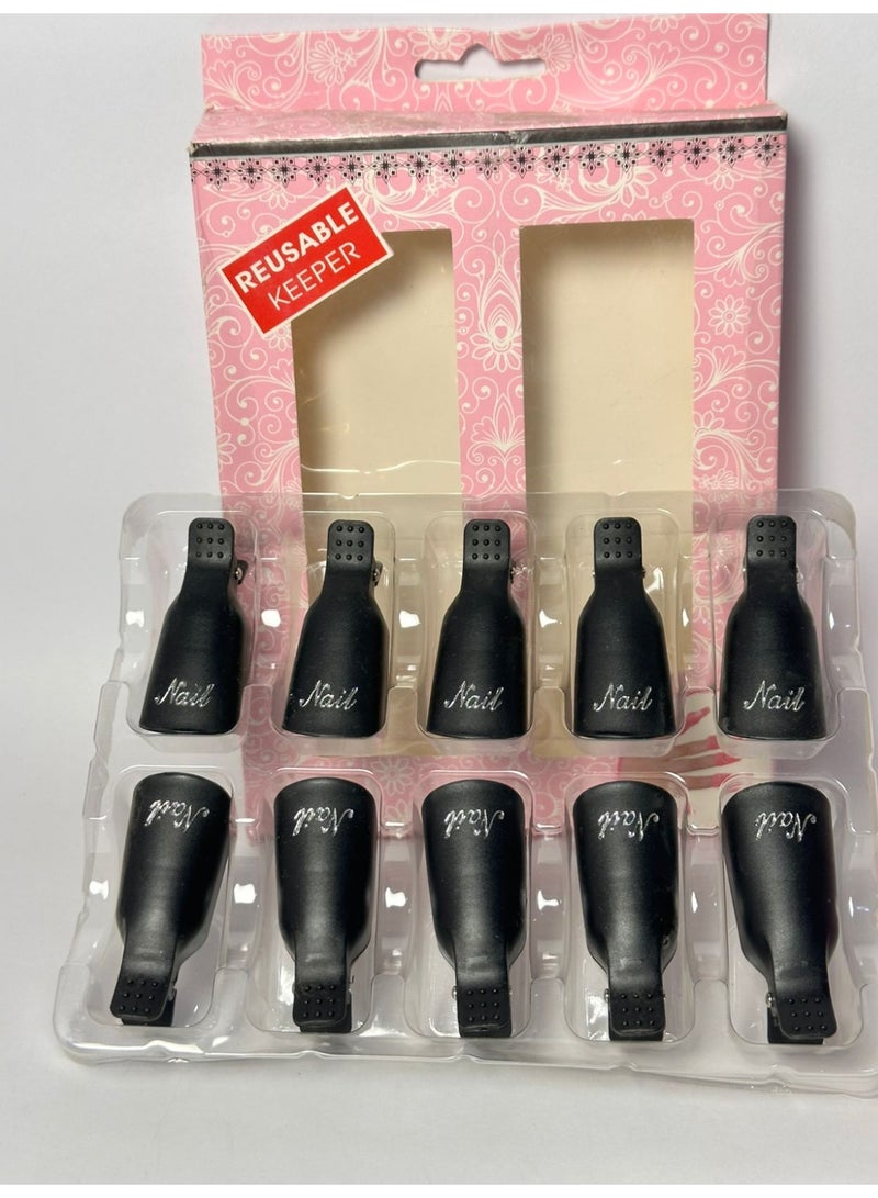 10Pcs Plastic Acrylic Nail Art Polish Remover Soak Off Cap Clips may vary color - Image 4