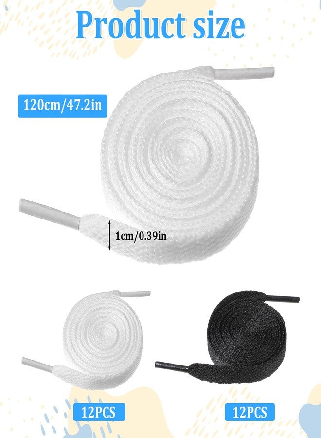 Gtziqa Shoe Laces for Sneakers, 12 Pairs 120cm Long Flat Shoelaces Black White Shoe Strings for Men Women Canvas Sport Shoes Athletic Running Shoes - Image 2
