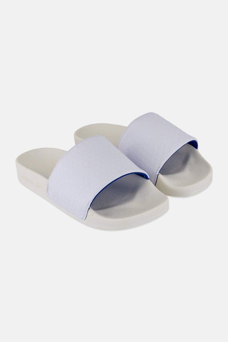adidas Originals Kids Boy Adilette Slip On Slides, White  - Image 1