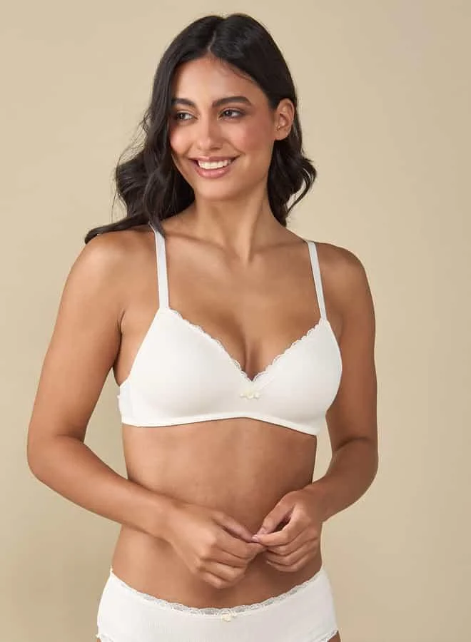 Splash FAV Set of 2 - Ribbed Lace Detail Bra with Adjustable Straps