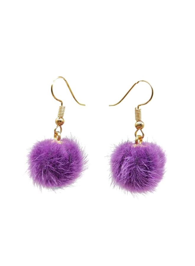 Y2k Cute Girl Winter Plush Ball Earrings Temperament Ear Hook Short Ball Net Red Earrings