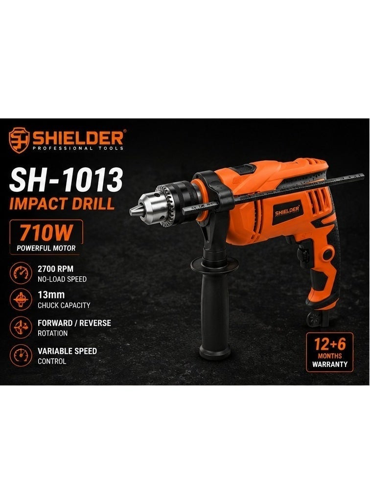 Shielder Hammer Drill Shielder SH-1013 710W 13mm Electric Impact Drill Variable Speed Reverse Rotation Professional Power Tool - Image 1