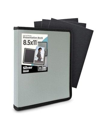 Dunwell Art Portfolio 85x11 Folder Silver Mounting Paper Portfolio Binder for Artwork and 85 x 11 Documents Art Folder 24 Pockets Display 48 Pages AcidFree Poly Presentation Book - pzsku/Z11E9C712DA3DE4A7B87EZ/45/1750417491/2bc2d7fc-97a6-42c2-b4de-af6a8f94e1d9