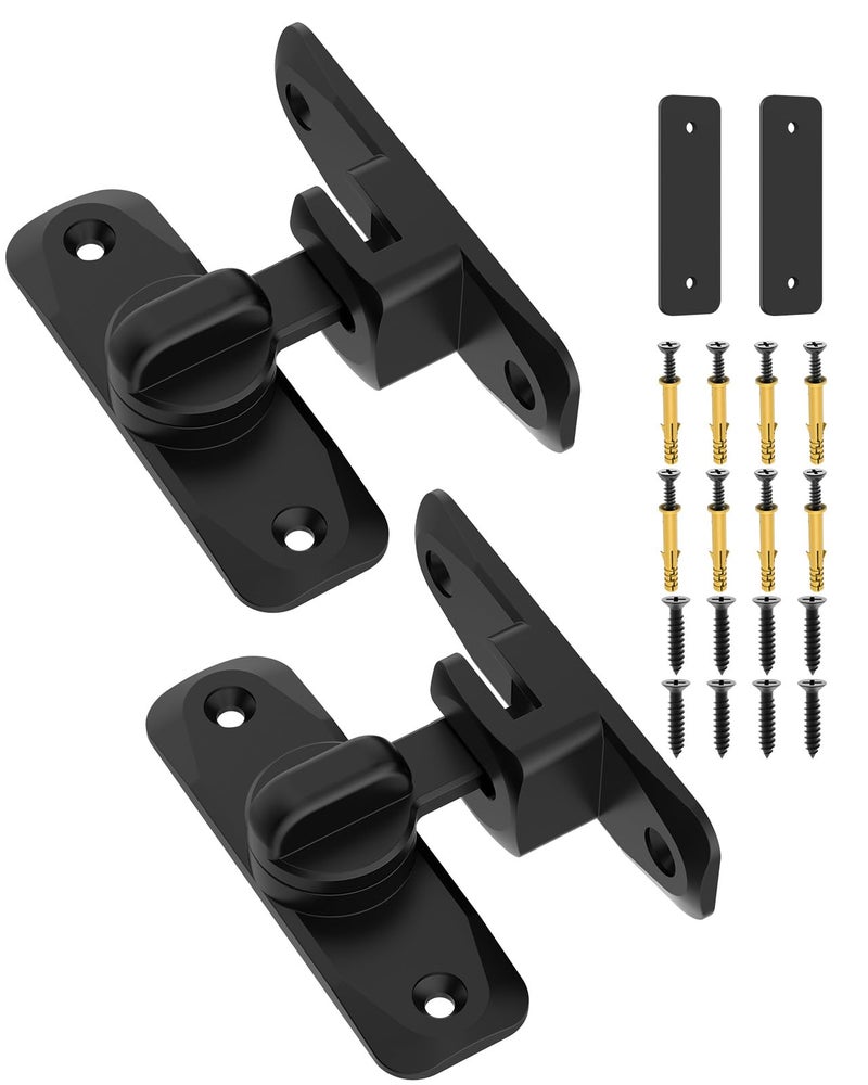 YogePote 90/180 Degree Barn Door Lock  Small Flip Gate Latches Hardware  Door Security Sliding Door Latch Lock Fo Cabinets  Barn Door  Bathroom  Gardenr Doors (Black-2Pcs) - Image 1