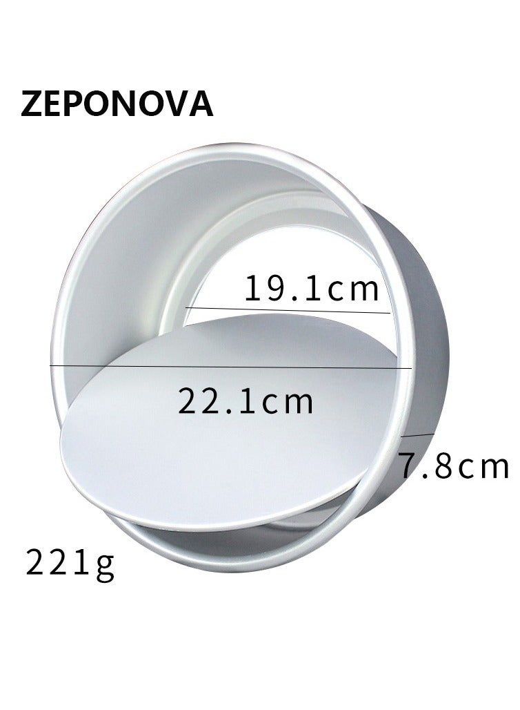 ZEPONOVA Round Cake maker, Aluminum Alloy Mould, removable bottom mold, Silver 22.1x7.8cm, 8 inchs - Image 4
