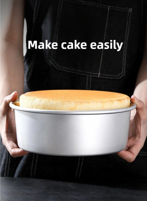 Round Cake maker, Aluminum Alloy Mould, removable bottom mold, Silver 22.1x7.8cm, 8 inchs