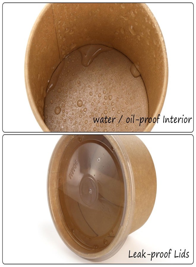 Lyellfe 100 Pack Disposable Paper Bowls with Lids, 8 Oz Heavy Duty Kraft Paper Bowl, To Go Soup Container Dessert Cups for Ice Cream, Yogurt, Cold and Hot - Image 5