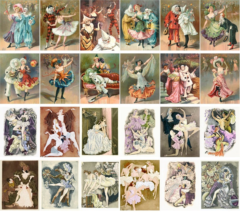 PIXILUV Vintage PostCards 24 pcs Vintage Carnival Cabaret Vintage Circus Posters Art Deco - Image 2