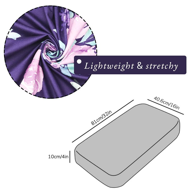 TANOFAR Purple Flower Changing Pad Cover Diaper Changing Mat Cover Sheets for Newborn Girls Soft Breathable Nursery Changing Table Sheets - Image 4