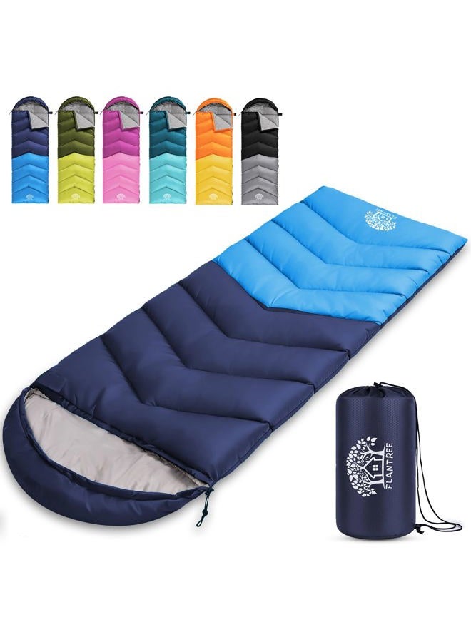 Flantree Sleeping Bag 4 Seasons Adults & Kids for Camping Hiking Trips Warm Cool Weather,Lightweight and Waterproof with Compression Bag,Indoors Outdoors Activities - Image 1