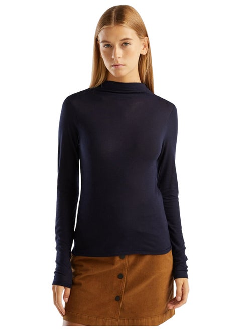 T-SHIRT IN WOOL AND VISCOSE BLEND