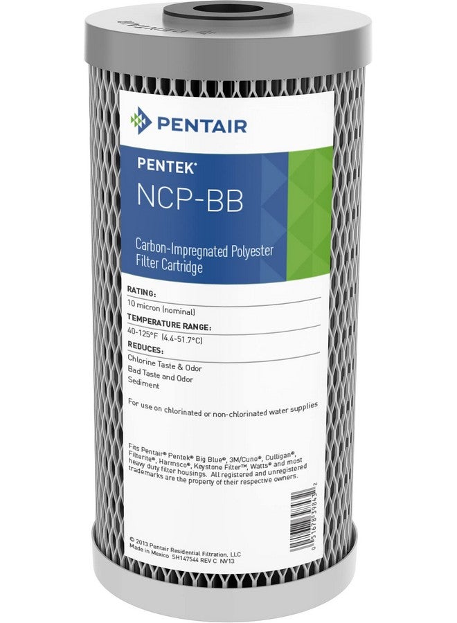 Pentek Pentair Pentek NCP-BB Big Blue Carbon Water Filter, 10-Inch, Whole House Non-Cellulose Carbon Impregnated Pleated Filter Cartridge, 10" x 4.5", 10 Micron - Image 1