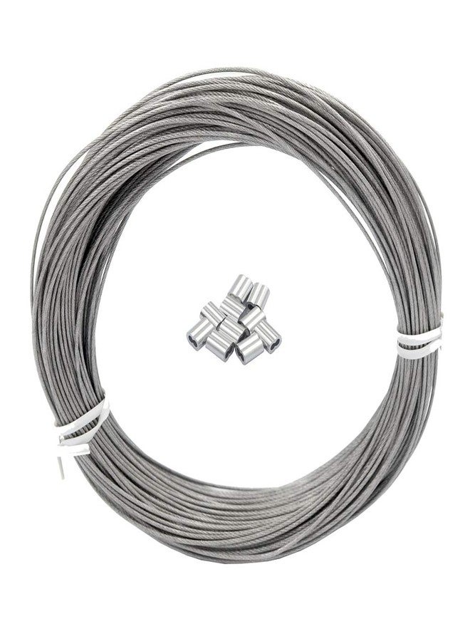 DGOL Soft PVC Coated 100 ft 304 Stainless Steel Cable Wire Rope Diameter 5/128 inch (1 mm) with 10pcs Sleeves Stops - Image 2