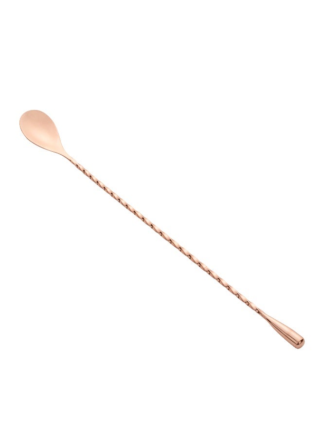 Restaurantware ملعقة بار لوكس بطول 12 بوصة، 1 مقبض فتاحة زجاجات - ملعقة خلط كوكتيل طويلة، تجارية، مصنوعة من الفولاذ المقاوم للصدأ ومطلية بالنحاس - Image 1