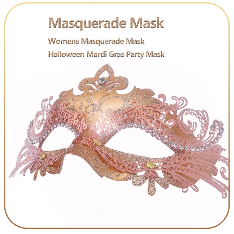 Geek-M Women/Men Masquerade Metal Masks Venetian Halloween Costume Mask Mardi Gras Mask (Rose Gold) - Image 4