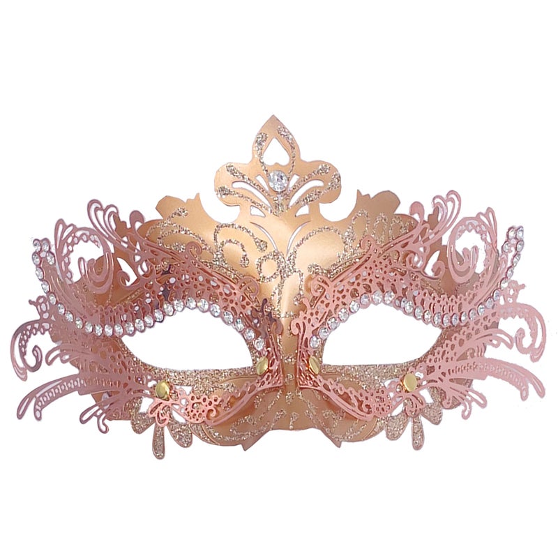 Geek-M Women/Men Masquerade Metal Masks Venetian Halloween Costume Mask Mardi Gras Mask (Rose Gold) - Image 1