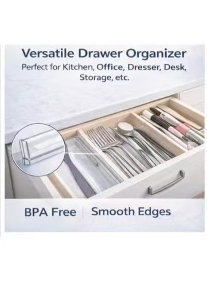 Captaintech DIY Expandable Drawer Organizer Set (8 Pack) – Clear Plastic Multi-Functional Dividers for Custom Storage – Perfect for Kitchen Utensils, Bedroom Dressers & Office Organization - Image 3