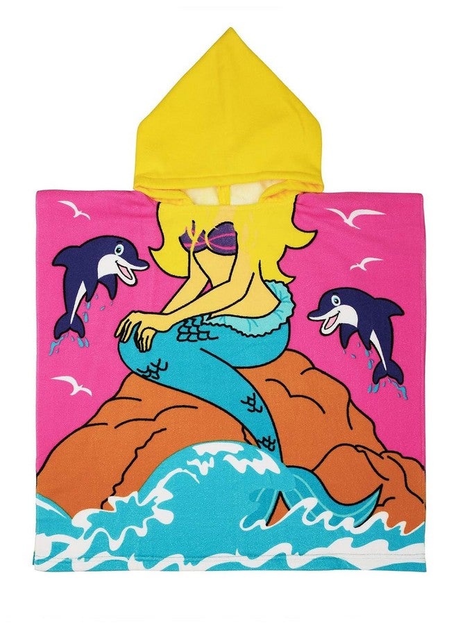 W2S Printed Hooded Poncho Bath Towels for Kids. Soft Absorbing Cartoon Printed Towels Full Size. 0-6 yrs, Size: 60x120 cm. (Mermaid) - Image 4