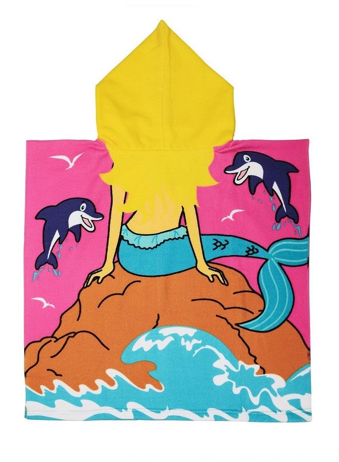 W2S Printed Hooded Poncho Bath Towels for Kids. Soft Absorbing Cartoon Printed Towels Full Size. 0-6 yrs, Size: 60x120 cm. (Mermaid) - Image 5