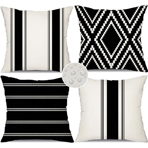 DFXSZ Outdoor Pillow Covers 18x18 Inch Set of 4 Waterproof Modern Geometry Throw Pillows Outdoor Summer Waterproof Decor for Patio Funiture Garden Polyester Cushion Covers 013A - Image 1